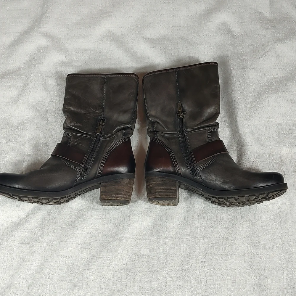 Pikolinos Tall Combat Boots Dark Gray Boots Brown Buckles Biker Boots Size EU 36 - Picture 9 of 10